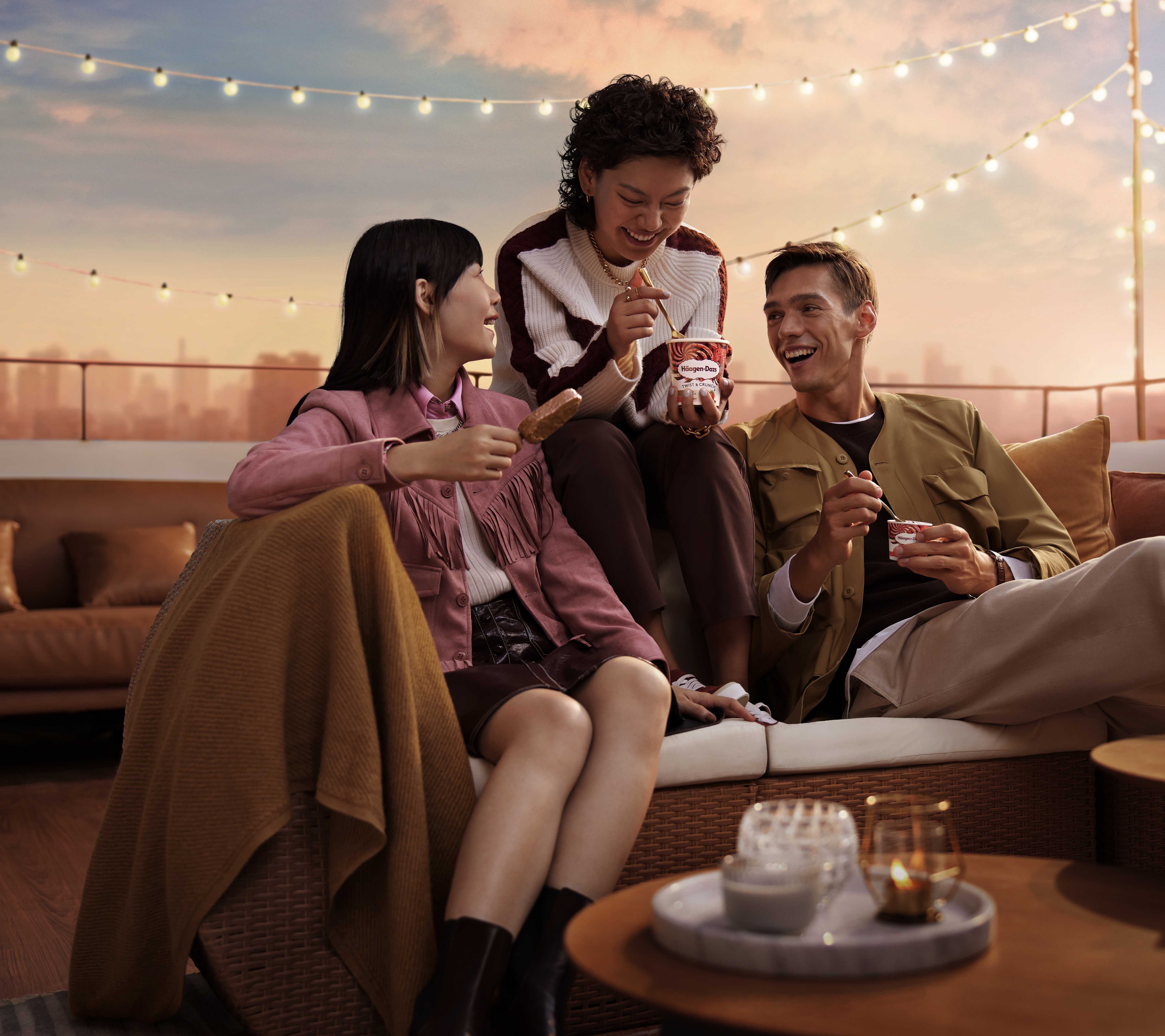 People enjoying Haagen-Dazs ice cream